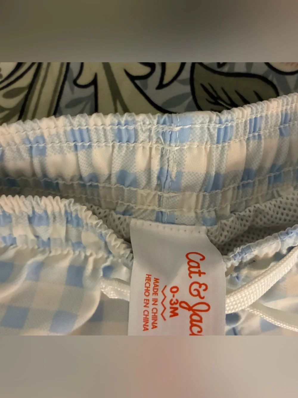 Cat & Jack Light Blue Gingham Swim Shorts